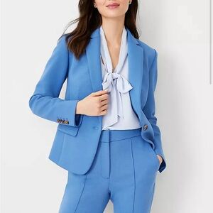 Ann Taylor NWT One Button Blazer Double Knit Cool Azul Blue size 8